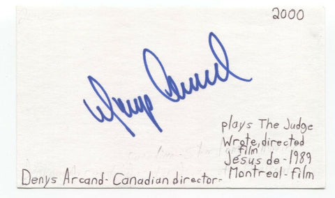Denys Arcand Signed 3x5 Index Card Autograph Signature Director