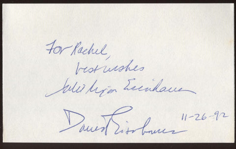 David Eisenhower and Julie Nixon Signed Index Card Autographed Signatures