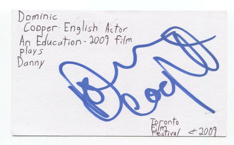 Dominic Cooper Signed 3x5 Index Card Autographed Preacher Marvel Howard Stark