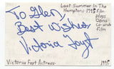 Victoria Foyt Signed 3x5 Index Card Autographed Signature Actress