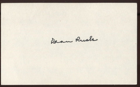 Dean Rusk Signed Index Card Autographed Signature AUTO Secretary of State