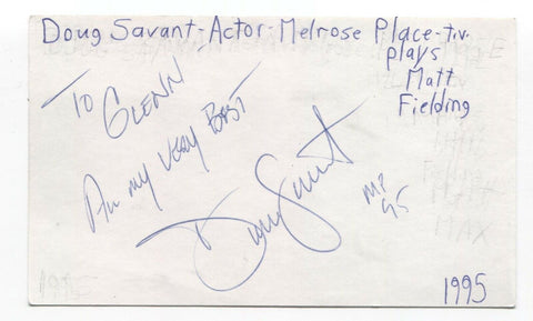 Doug Savant Signed 3x5 Index Card Autograph Signature Actor Melrose Place
