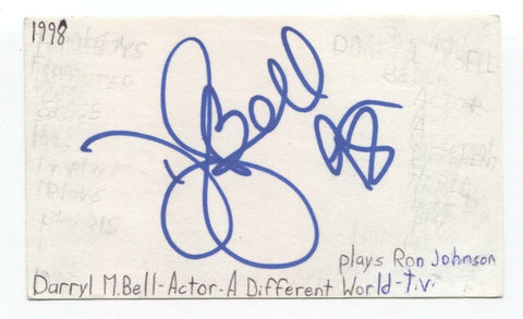 Darryl M. Bell Signed 3x5 Index Card Autographed Signature Actor School Daze