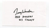 Tracy Woodson Signed 3x5 Index Card Autographed Baseball MLB Los Angeles Dodgers