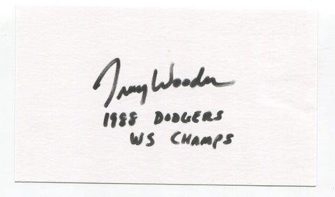 Tracy Woodson Signed 3x5 Index Card Autographed Baseball MLB Los Angeles Dodgers