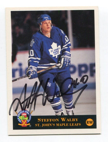 1994 Classic Games Pro Prospects Steffon Walby Signed Card Hockey NHL AUTO #97