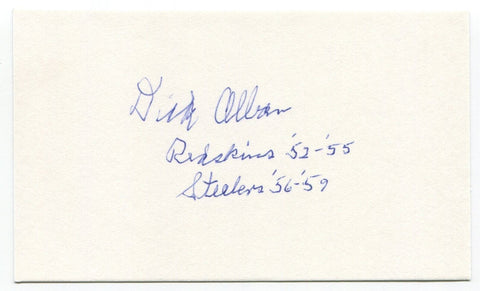 Dick Alban Signed 3x5 Index Card Autographed Football NFL Washington Redskins