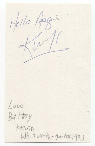Love Battery - Kevin Whitworth Signed 3x5 Index Card Autographed Signature
