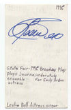 Leslie Bell Signed 3x5 Index Card Autographed Signature Actress Singer