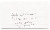 Art Weiner Signed 3x5 Index Card Autograph Football NFL New York Yanks CFHOF