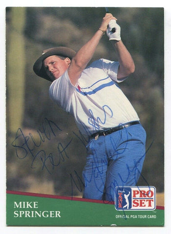 1991 Pro Set PGA Tour Golf Mike Springer Signed Card Autographed #176