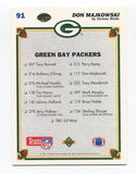 1991 Upper Deck Checklist Don Majkowski Signed Card Football Autographed #91