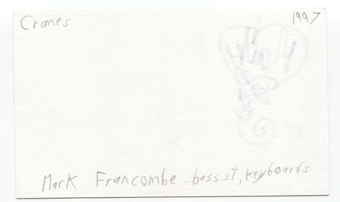 Cranes - Mark Francombe Signed 3x5 Index Card Autographed Signature Band