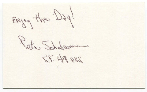 Peter Schabarum Signed 3x5 Index Card Autographed NFL Football SF 49ers