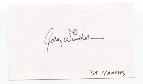 Gordy Windhorn Signed 3x5 Index Card Autographed Baseball MLB New York Yankees