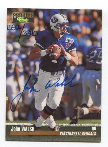 1995 Classic Pro Line John Walsh Signed Card Football Autograph NFL AUTO