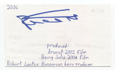 Robert Lantos Signed 3x5 Index Card Autographed Signature Director