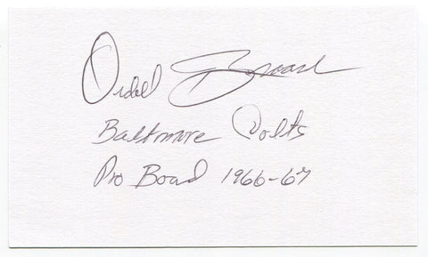 Ordell Braase Signed 3x5 Index Card Autographed  Baltimore Colts NFL ProBowl