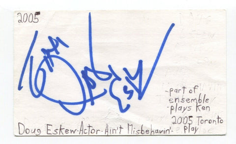 Doug Eskew Signed 3x5 Index Card Autographed Actor Cats
