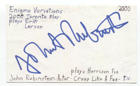John Rubinstein Signed 3x5 Index Card Autograph Signature Actor 