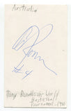 Tony Ronaldson Signed 3x5 Index Card Autographed Basketball Australia