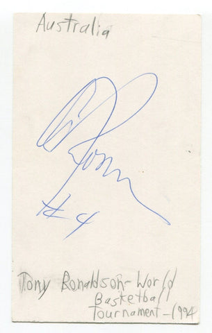 Tony Ronaldson Signed 3x5 Index Card Autographed Basketball Australia