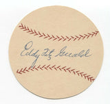 Ed Fitz Gerald Signed Paper Baseball Autographed Signature Washington Senators