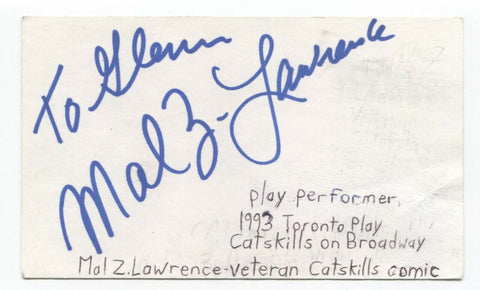 Mal Z. Lawrence Signed 3x5 Index Card Autographed Signature Actor Rounders