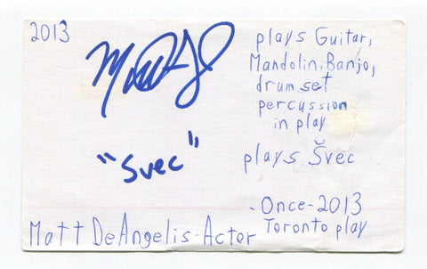 Matt DeAngelis Signed 3x5 Index Card Autographed Actor Daredevil