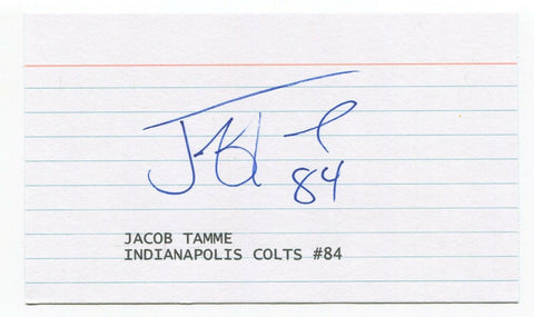 Jacob Tamme Signed 3x5 Index Card Autographed Football NFL Baltimore Colts