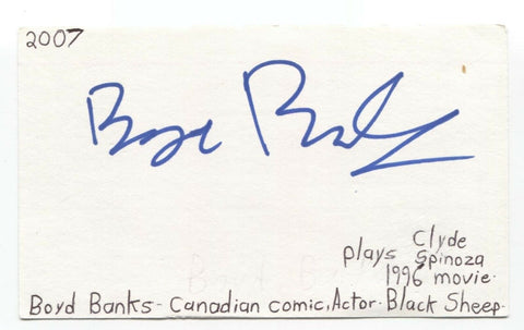 Boyd Banks Signed 3x5 Index Card Autograph Signature Actor Comedian