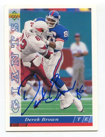 1993 Upper Deck Derek Brown Signed Card Football NFL Autographed AUTO #274