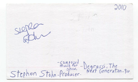 Stephen Stohn Signed 3x5 Index Card Autographed Signature Producer Degrassi