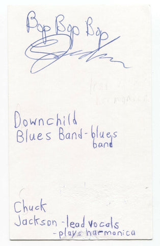 Downchild Blues Band - Chuck Jackson Signed 3x5 Index Card Autographed Signature