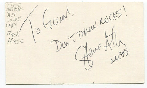 Steve Anthony Signed 3x5 Index Card Autographed Canadian Much Music VJ DJ Host