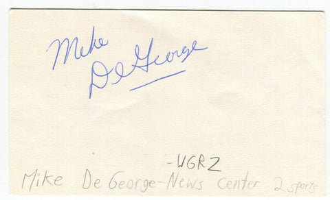 Mike DeGeorge Signed 3x5 Index Card Autographed Canadian News Host