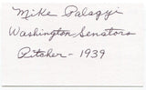Mike Palagyi Signed 3x5 Index Card Autographed Baseball 1939 Washington Senators