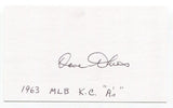 Dave Thies Signed 3x5 Index Card Autograph Baseball 1963 Kansas City Athletics