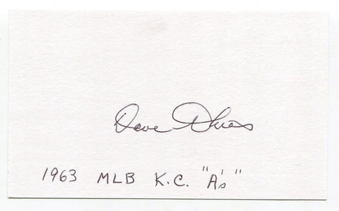 Dave Thies Signed 3x5 Index Card Autograph Baseball 1963 Kansas City Athletics