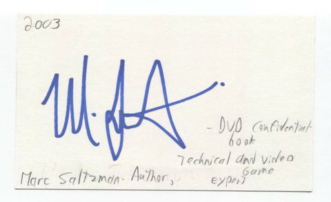 Marc Saltzman Signed 3x5 Index Card Autographed Signature Author Journalist