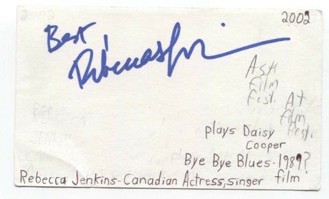 Rebecca Jenkins Signed 3x5 Index Card Autograph Signature Actress