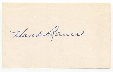 Hank Bauer 3x5 Index Card Autographed Signature New York Yankees World Series