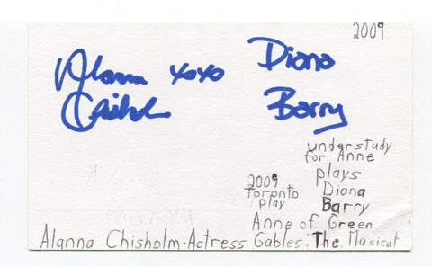 Alanna Chisholm Signed 3x5 Index Card Autographed Actress Anne Of Green Gables