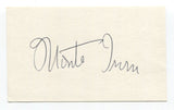 Monte Irving Signed 3x5 Index Card Autographed Baseball Negro Leagues Giants HOF