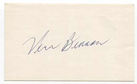 Vern Benson Signed 3x5 Index Card Baseball Autographed Signature Athletics