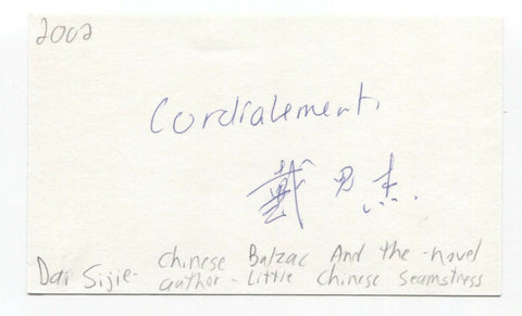 Dai Sijie Signed 3x5 Index Card Autographed Signature Author Filmmaker