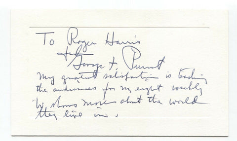 George F. Pierrot Signed Card Autographed Signature World Adventure Series TV