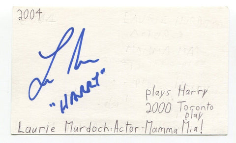 Laurie Murdoch Signed 3x5 Index Card Autographed Actor X Files Degrassi