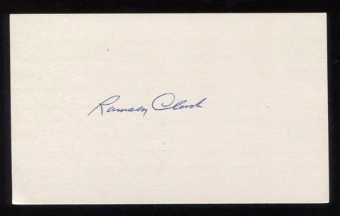 Ramsey Clark Signed 3x5 Card Autographed Signature U.S. Attorney General