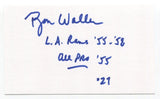 Ron Waller Signed 3x5 Index Card Autograph Football Los Angeles Rams Pro Bowl